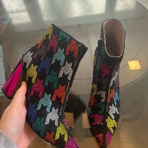 Betsey Johnson Multicolor Beaded Ankle Boots